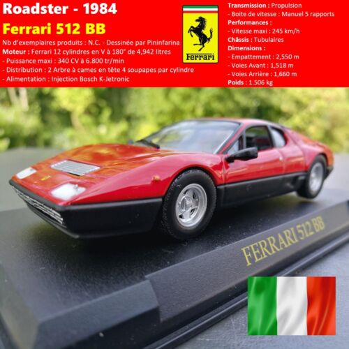 1/43, 1976 Sportive  Ferrari 512 BB Collection n°28 +Socle + Plastic Box Neuf - Photo 1/8