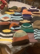 Lot of 26 Piece Hand Crochet Hats Unisex Adult Children Handmade NEW Assorted