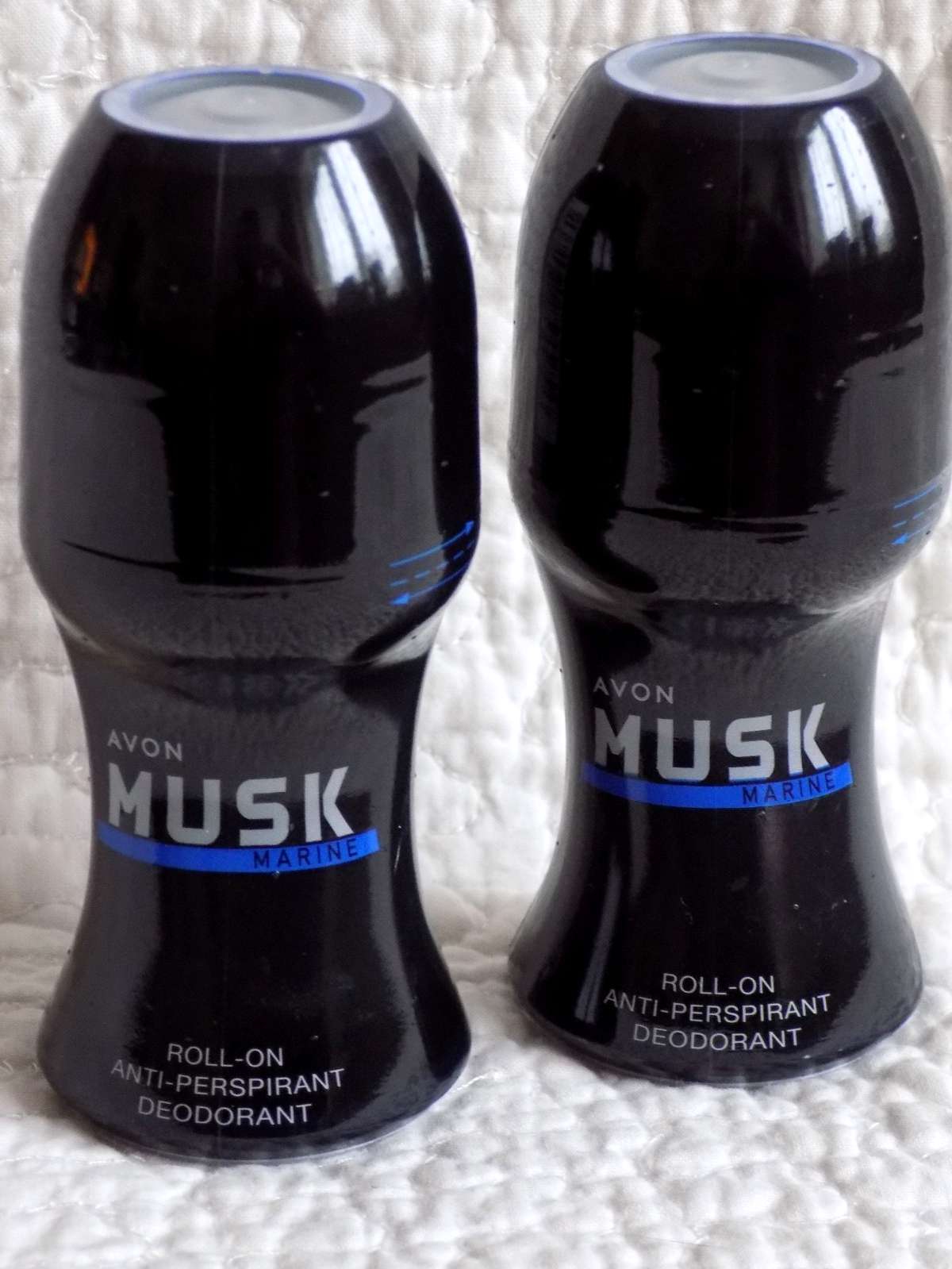 AVON 2 x MUSK MARINE FOR MEN ROLL-ON ANTI-PERSPIRANT DEODORANTS 50ml each *NEW*