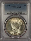 1934 Silver Peace Dollar PCGS MS62 $1