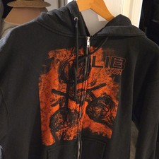 Vintage LIB Technologies Men's Full Zip Hoodie Black/Red Graphic- Size Large