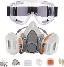 Lamanice Half Facepiece Respirator, Reusable Chemicals Respirator with 8Pcs Filt