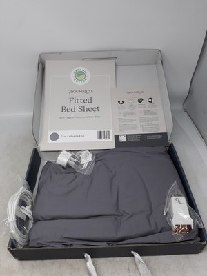 Ground Luxe Fitted Bed Sheet Gray Cal King 90% Organic Cotton 10% Silver Fiber 