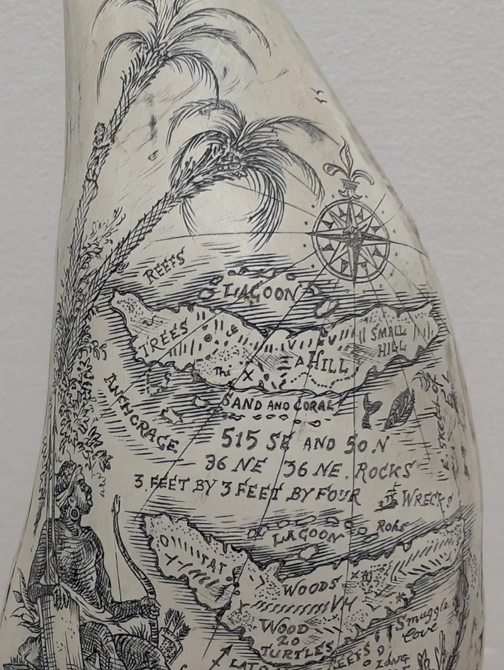 Scrimshaw Imitación Diente de Ballena Mapa Diseños 5" Bonitos Gráficos y Paisajes  Foto 3 de 4