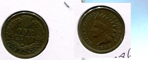 1890 INDIAN HEAD PENNY TYPE COIN AU BU PITTED 5866T