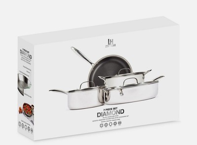 Lexi Home 7 Piece Diamond Premium Stainless Steel 7 Piece Cookware Set