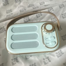 Portable AM/FM Radio White/Gold with Handle Carry Strap, Unbranded Model