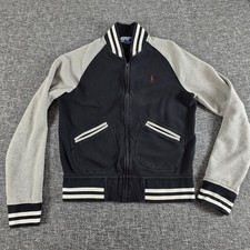 Vintage Classic Polo Ralph Lauren Varsity Bomber Jacket Men  s S Black Gray Full