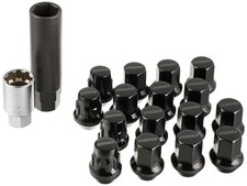 Authentic Rays 17hex Lock Lug Nut Set Black M12x1.25 16pc Nissan Subaru Jdm