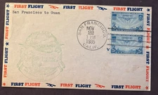 #C20 25 cent Trans Pacific pair, San Francisco to Guam