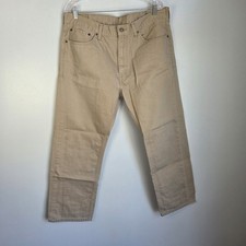 Levi's 505 Jeans Mens 38x29 Brown Tan Regular Fit Stretch Denim White Tab