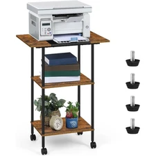 3 Tier Large Printer Table w/Wheels for Home Office,Rolling Cart w/Storage Shelf
