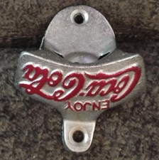 Coca-Cola Enjoy Wall Mount Bottle Opener Silver/Red (1960s) Never Used