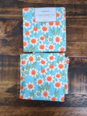 Create It Fabric, 1 yard fabric cut, blue with flowers, lot of 2