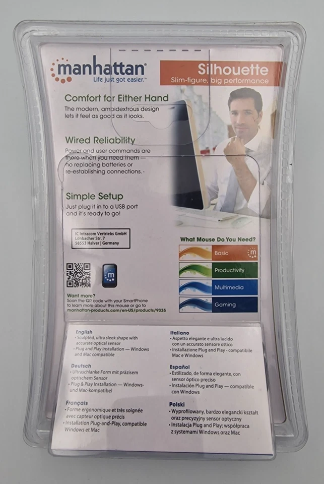 5x NEW Manhattan Black USB Wired Optical Mouse Scroll Wheel 1000dpi - Image 2 of 2