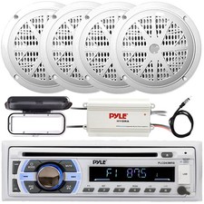 Marine Pkg: Pyle MP3 Receiver, 4x 4" 100W Speakers, Amp, Radio Cover, Antenna
