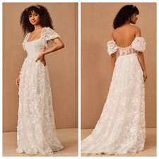 Anthropologie Willowby Lilia Lace Wedding Dress Size 24 Ivory Floral Bridal Gown