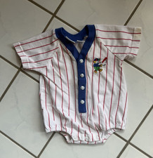 VTG Romper Baby Boy Sz 3-6 Months Baseball Striped Baseball buttons 217