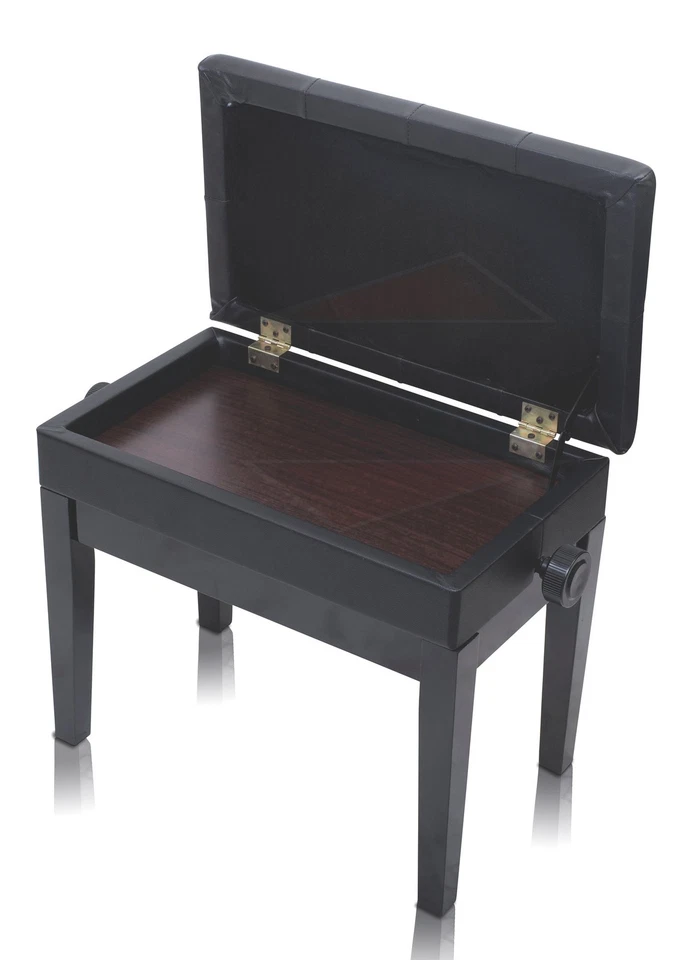 GRIFFIN Black Leather Piano Bench - Wood Vanity Stool Keyboard Seat Guitar Chair - Image 2 of 4