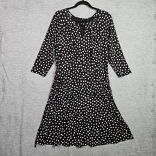 Ann Taylor Factory Women's Size 12 Fit Flare Dress Black White Polka Dot