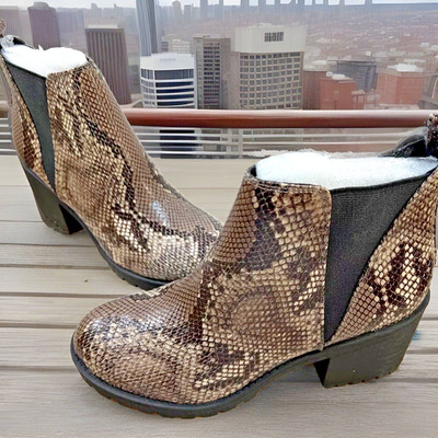 New  Dirty Laundry Lisbon King Snake Ankle Boots Shoes Brown Snake Women's 9M