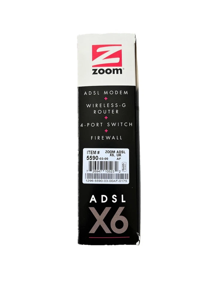 ZOOM X6 WIRELESS 4 PRODUCTS IN 1 ADSL MODEM WIRELESS-G ROUTER 2/2+ 125MBPS NEW - Image 4 of 4