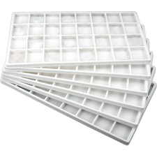 6 White Jewelry Tray Inserts 32 Compartments Display