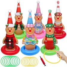 6 Pack Christmas Ring Toss Games, Gingerbread Man Inflatable Ring Toss