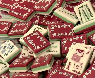 Amerikanisches Mahjong Spiel Set, 160 Steine Rot Grün 💌 Mah Jong Spielsteine, + Aufbewahrungstasche - Bild 1 von 4