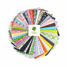 50pcs 8x9.5" Cotton Craft Fabric Bundle Pre Cut Squares Patch Dots Floral Stars