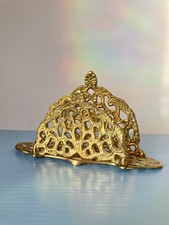 Vintage Ornate Brass Napkin Holder Letter Rack Victorian Filigree Decor