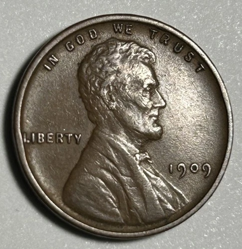 1909 VDB Lincoln Wheat Cent Penny AU Brown W/ Minor Broadstrike! #12