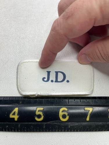 Vintage Curls-Up-Bad (SEE 2ND PIC) Blue On White NAME JD J.D. Patch M030
