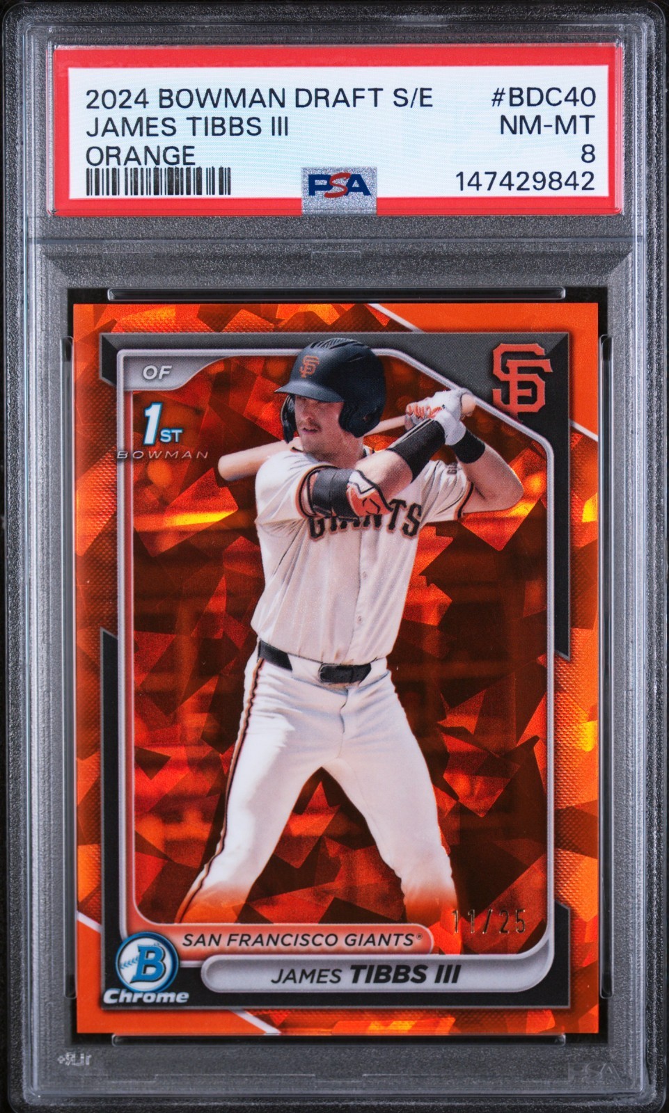 2024 Bowman Draft Sapphire James Tibbs 1st Bowman Orange /25 Dodgers Prospect
