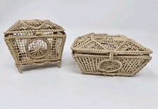 Mini Wicker Basket Set Dollhouse Rattan Storage Boxes Boho Decor Trinket