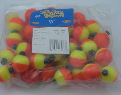 Betts P2-50F 3/4'' Unweighted Fluor Orange & Yellow Snap On Float Bag of 50