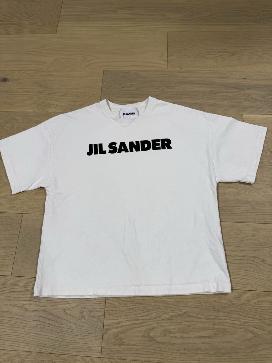 Jil Sander Big Logo T-Shirt Mens Size L Relaxed Fit White Short