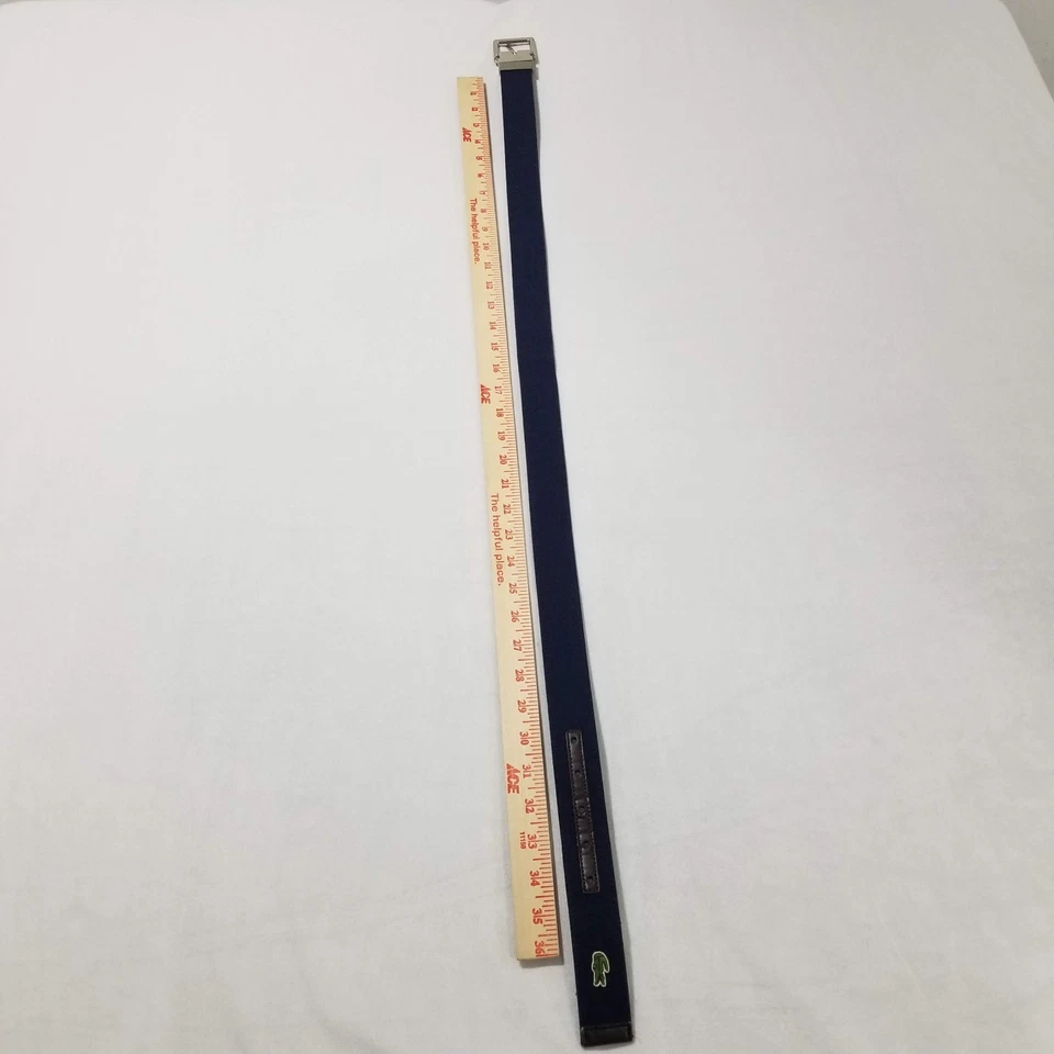 LACOSTE REVERSIBLE BELT SIZE 34 LEATHER & TWILL CROC LOGO BUCKLE Limited 25108 - Изображение 3 из 4