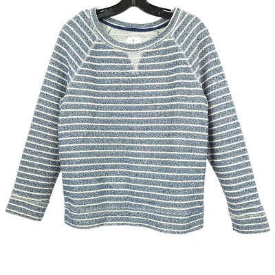 Lou Grey Womens Knit Sweater Top Blue White Stripe Size M Pullover Crew  Neck