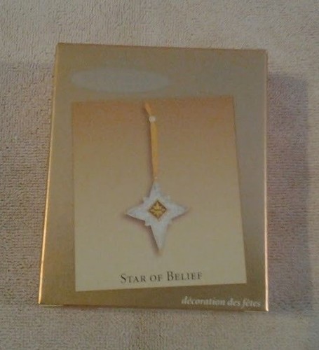 2003 Hallmark Keepsake Club esclusivo "STAR OF CREDENZE" ornamento in vetro e oro nuovo con scatola - Foto 4 di 4