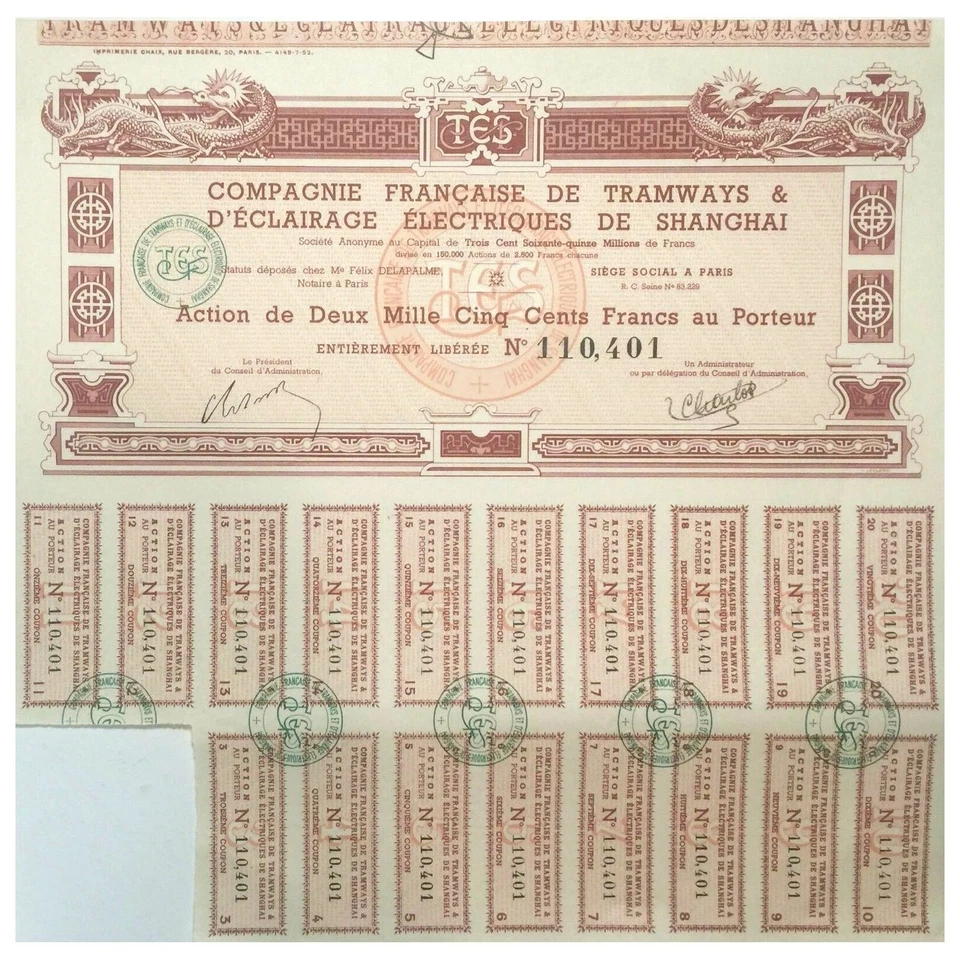 ¡¡Bono de trolley de Shanghai 1929 raro sin cancelar!! ¡2 FILAS DE CUPONES! BORGOÑA/ROSA/NARANJA Foto 2 de 2