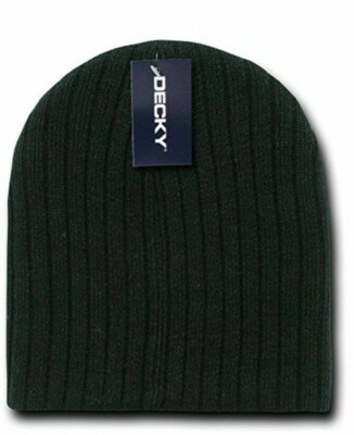 DECKY UNISEX ZOPFMUSTER BEANIES Strickmütze ohne Bündchen schwarz NEU ONE SIZE KOSTENLOSER UK-VERSAND & VERPACKUNG