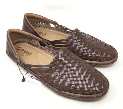 Desi Hangover Holas Brown Woven Leather Sandals Slip On  display picture 1
