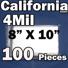 4MIL 100 Zip Bags 8" x 10" Lock able Clear Poly Plastic 4 Mil ReUsable 200 x 254