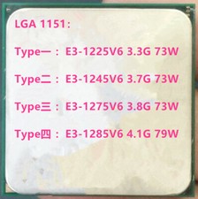 Intel Xeon E3-1225V6  E3-1245V6 E3-1275V6 E3-1285V6 LGA1151 CPU Processor