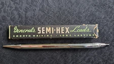 CROSS USA Mechanical Pencil Chrome VTG & Old General's Semi-Hex Leads Writing 