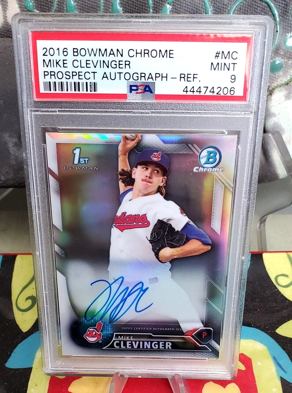 2016 Bowman CHROME AUTO REFRACTOR MIKE CLEVINGER #470/499 PSA 9 Mint ROOKIE