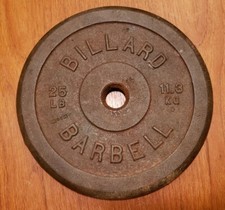 Vintage Billard Barbell 25lb Standard Size SINGLE Weight Plate Stamped OCG RARE