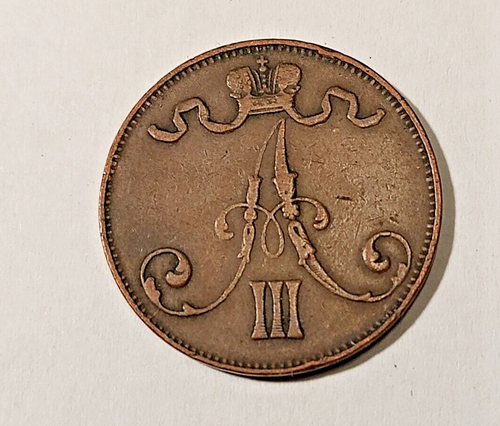 Finlandia *5 penniä * 1889 * rame * (fatto anni 1888- 1894) * cond. 1+ * - Foto 4 di 4