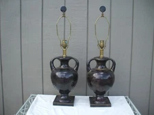 Pair Maitland Smith  "1973" Mid-Century Penshell Table Lamps W. Original Finials